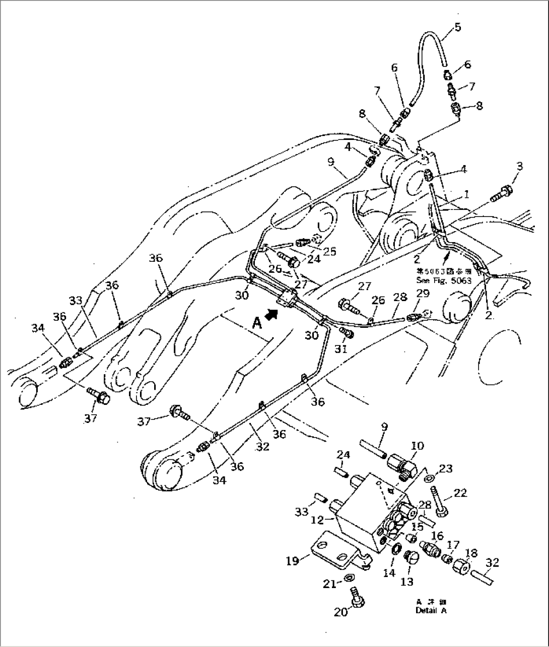 AUTO GREASE SYSTEM (LIFT CYLINDER HEAD¤ BUCKET PIN)(#20001-)