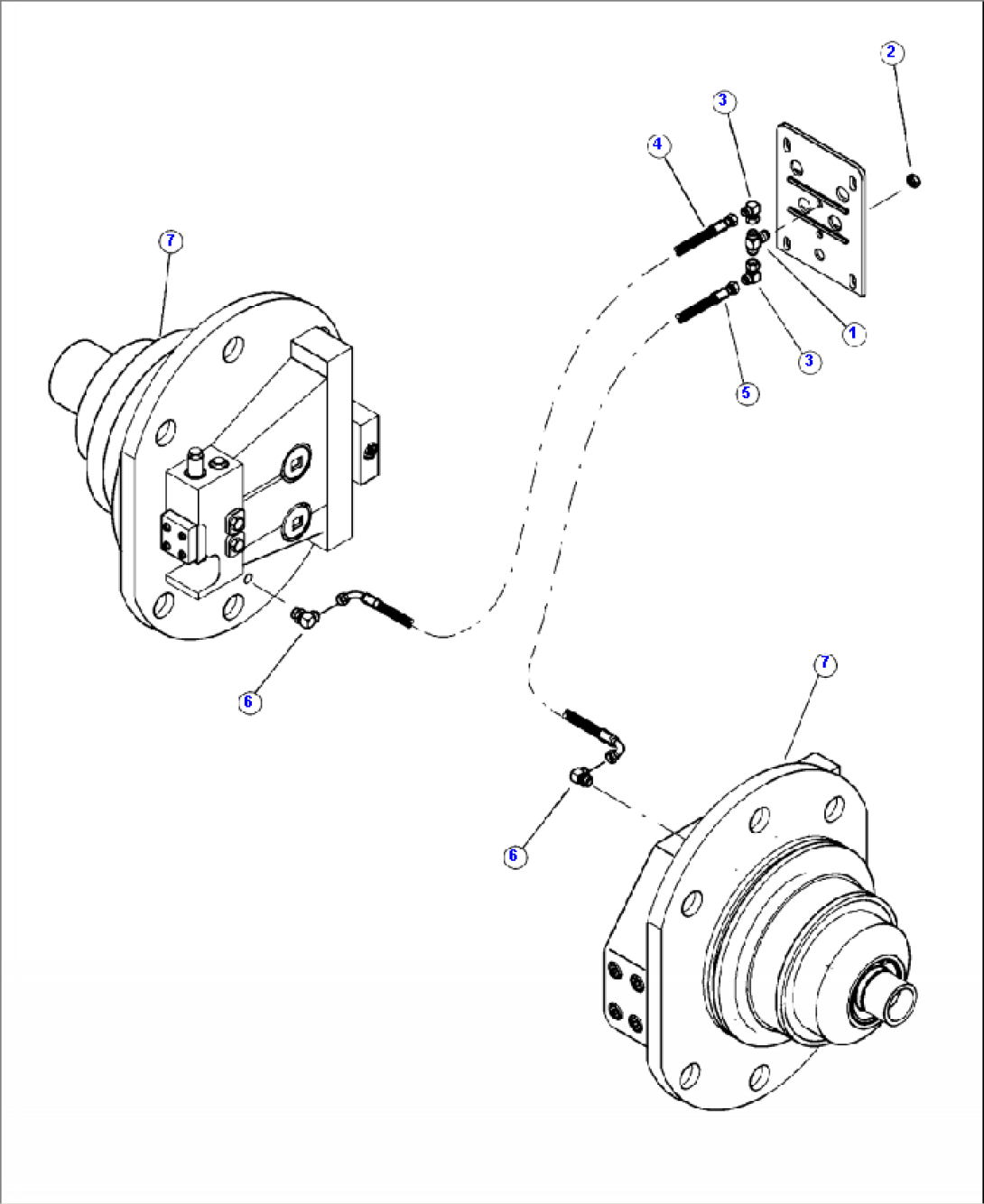 P1005-01A0 TRACK DRIVE PIPING BRAKE LINES FROM BULKHEAD TO FINAL DRIVE MOTORS