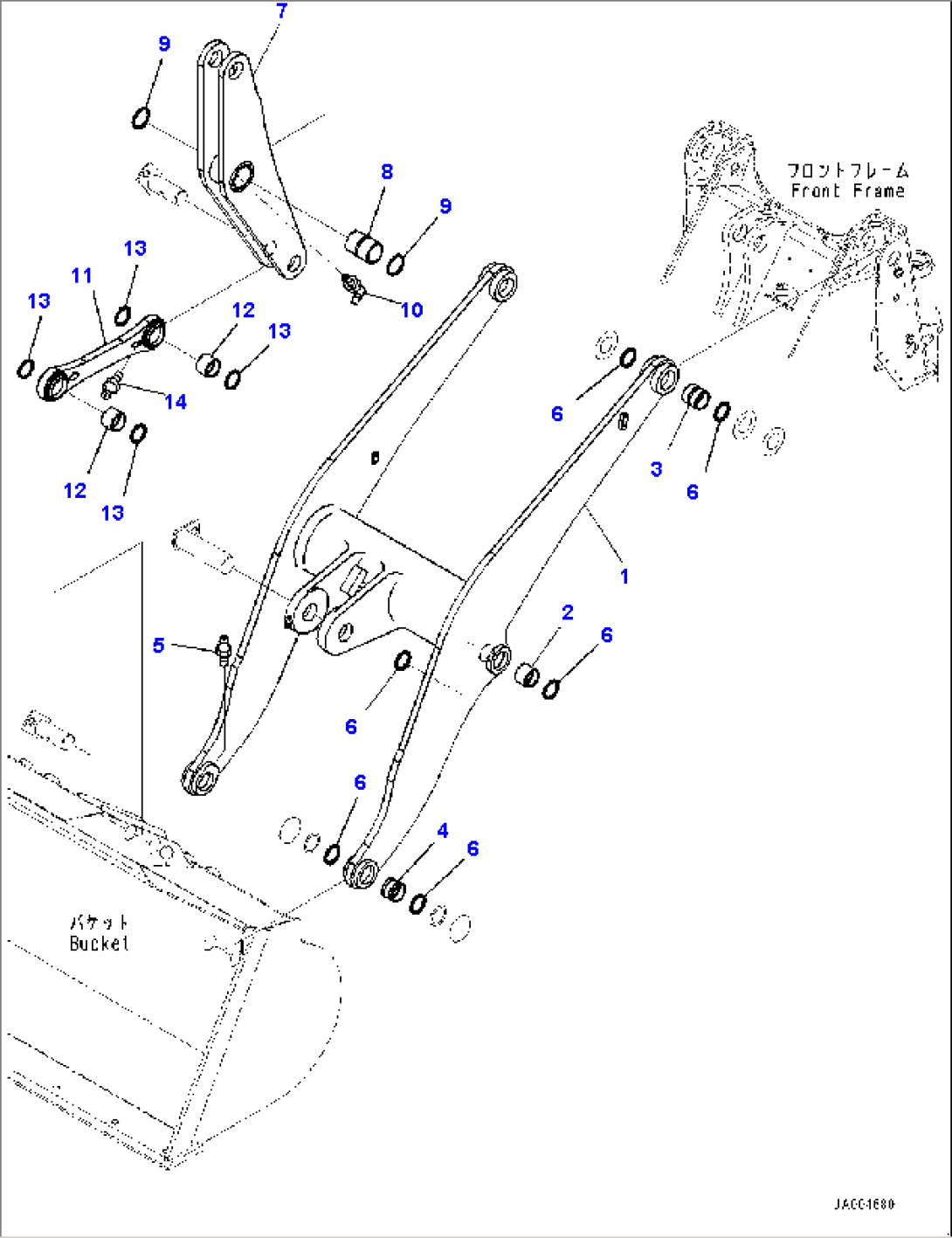 Lift Arm and Bell Crank, Boom, Bell Crank and Link (#75785-)