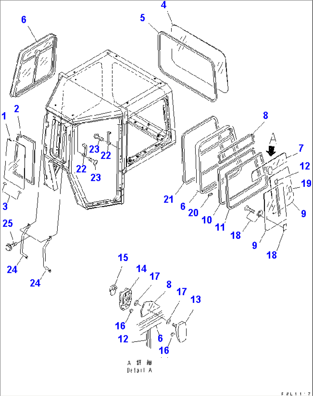 CAB (WINDOW SASH) (WITH WIDE CAB)(#17501-)