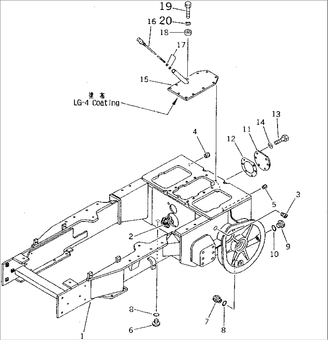 STEERING CASE AND MAIN FRAME (FOR ANGLE DOZER) (FOR TWO LEVERS STEERING)