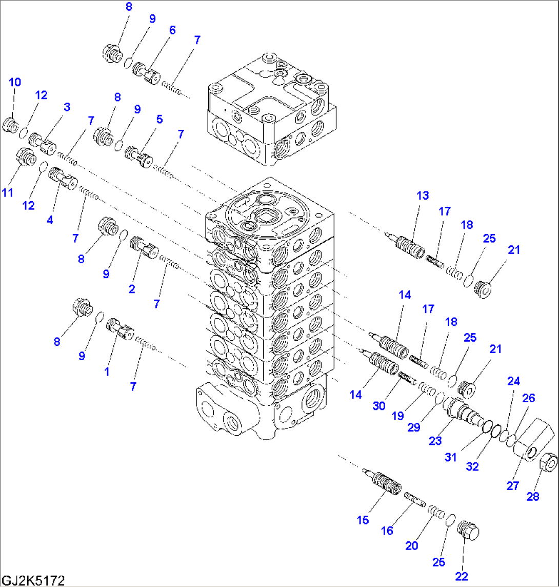 MAIN VALVE (8-SPOOL) (3/9) (FOR TWO-PIECE BOOM)