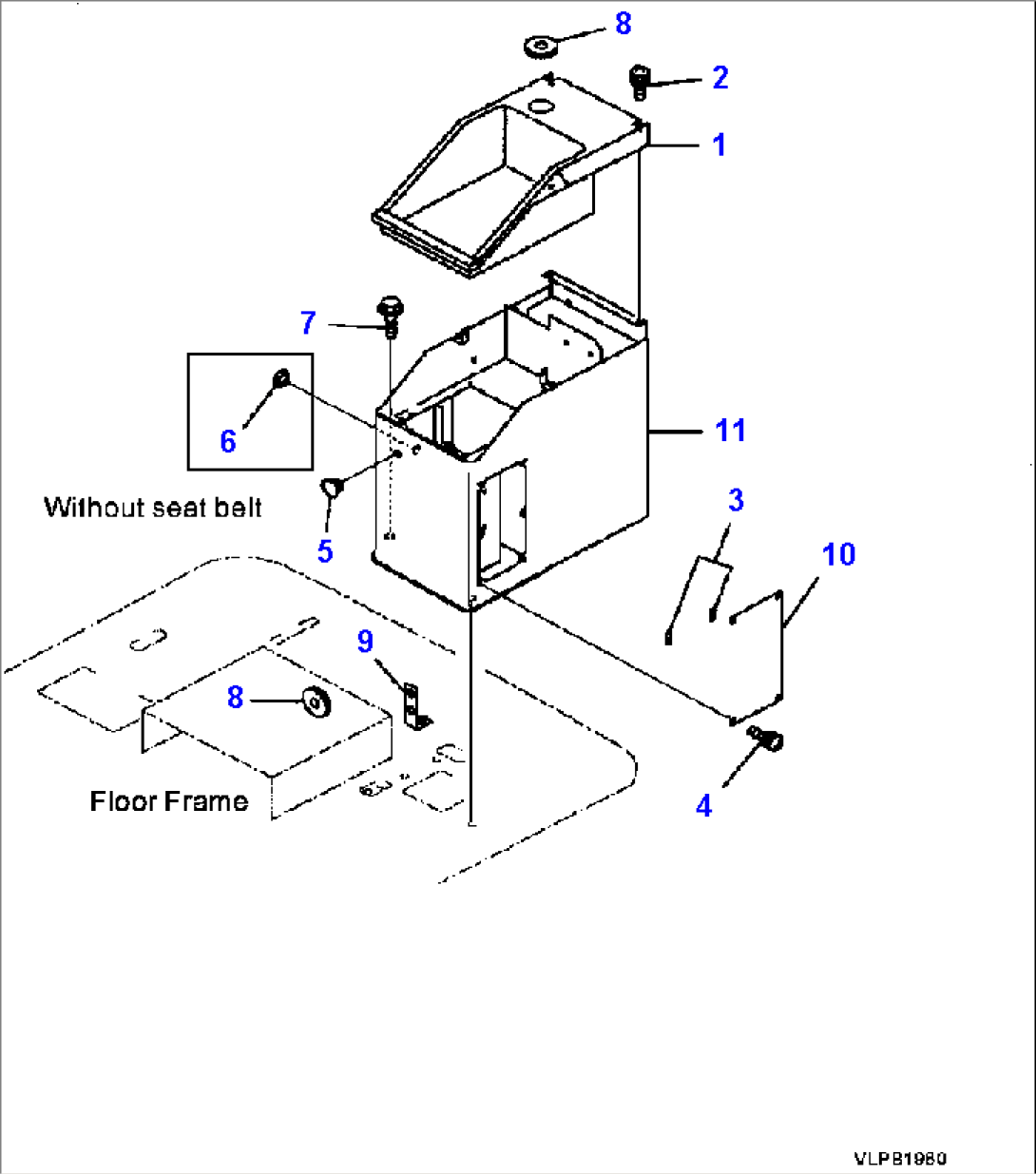 K0715-02A2 AIR CONDITIONER AND HEATER COVER L.H. CONSOLE BOX (JOYSTICK STEERING)