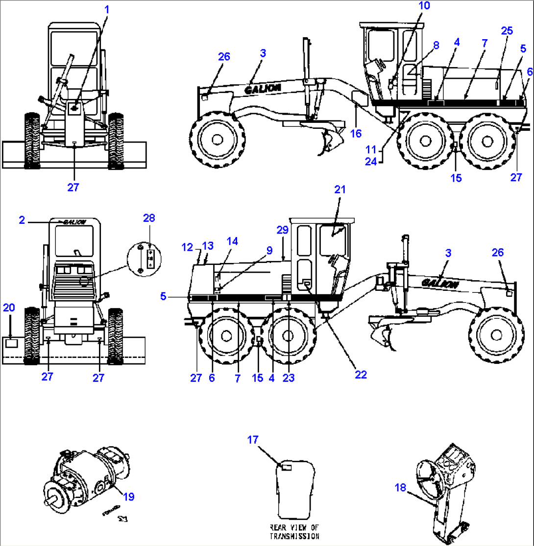 FIG. U5100-01A0 DECALS - 850 R.H.BIAS BLADE SUSPENSION