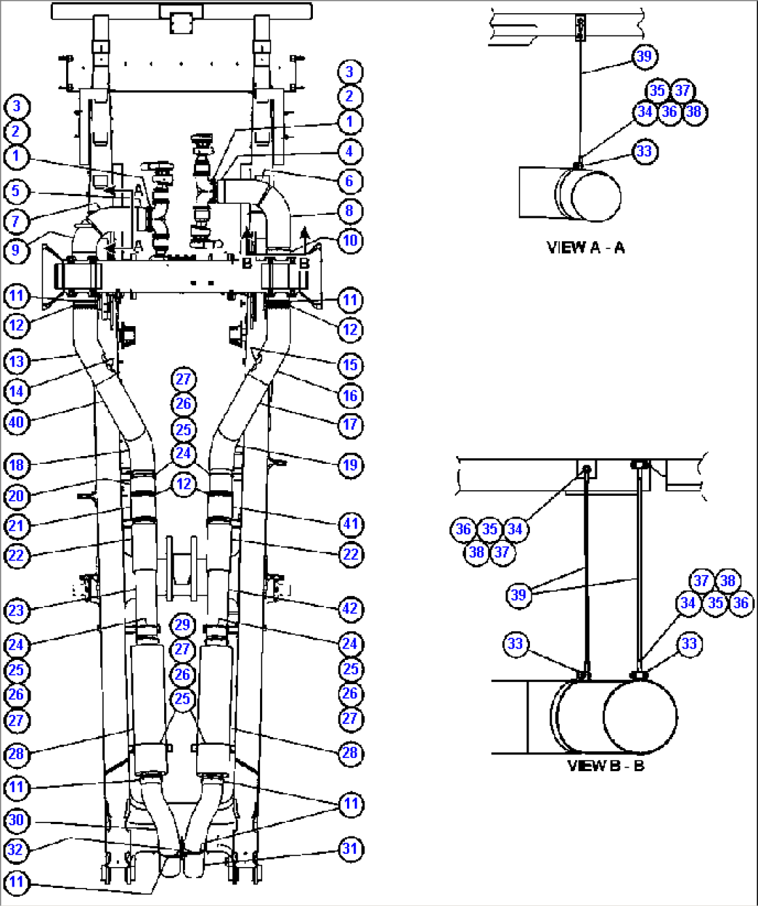 EXHAUST PIPING - MUFFLERS BETWEEN THE RAILS