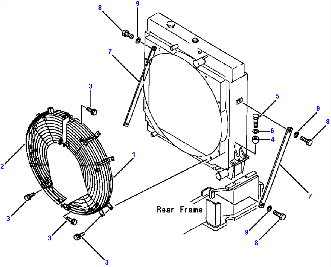 RADIATOR MOUNTING AND ENGINE FAN GUARD