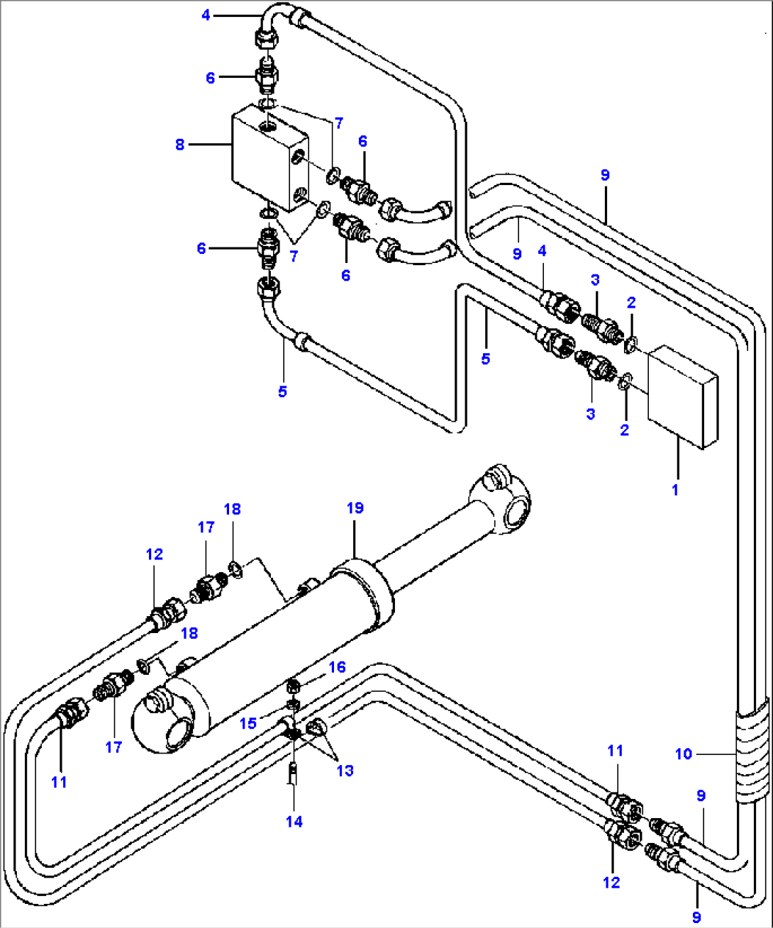 DRAWBAR SIDE SHIFT ACTUATOR LINES R.H. AND L.H. 90 DEGREE BLADE SUSPENSION - S/N 203163-203500