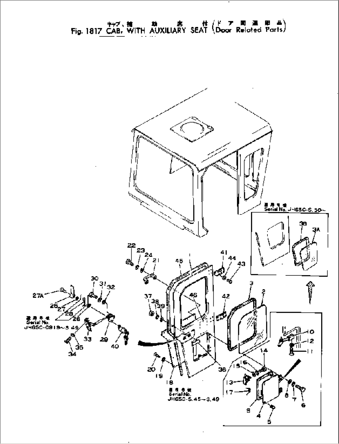 CAB¤ WITH AUXILIARY SEAT (DOOR RELATED PARTS)(#3-)