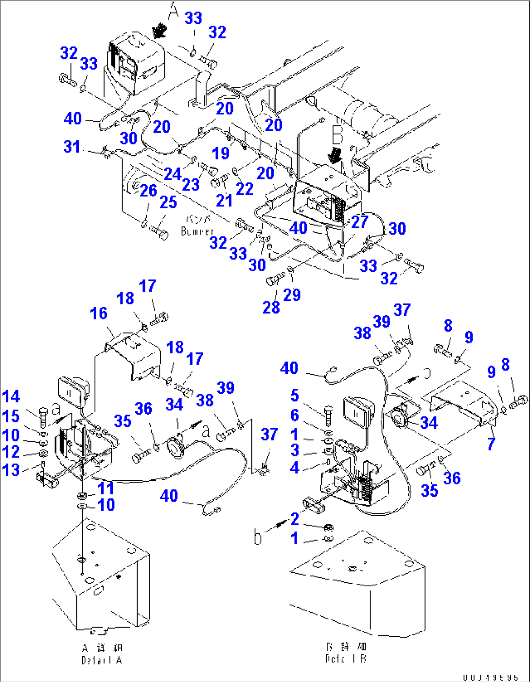 HEAD LAMP BRACKET AND MOUNTING PARTS (WITH FOG LAMP)(#2001-)