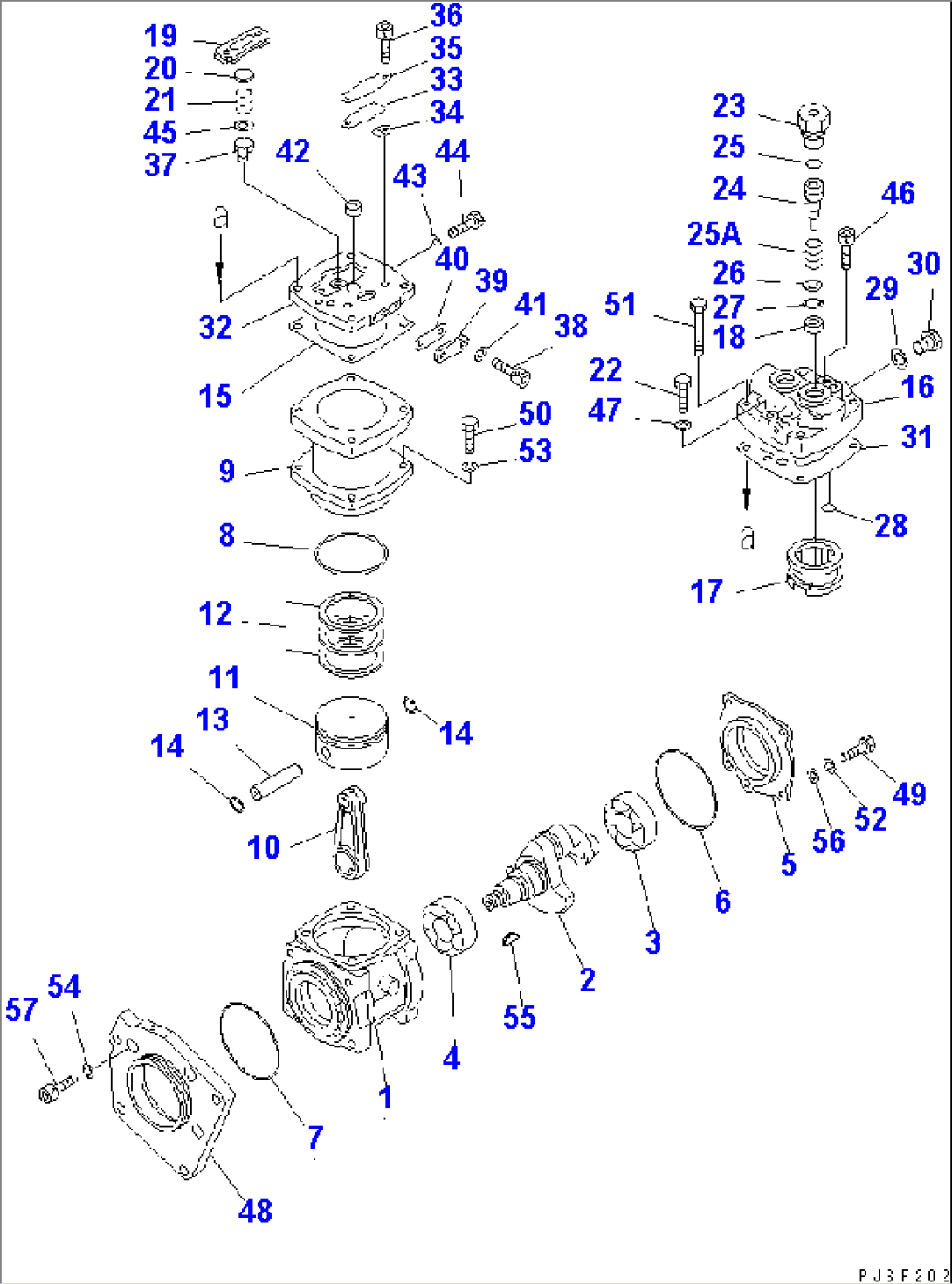AIR COMPRESSOR (FRONT) (INNER PARTS)(#10001-13302)