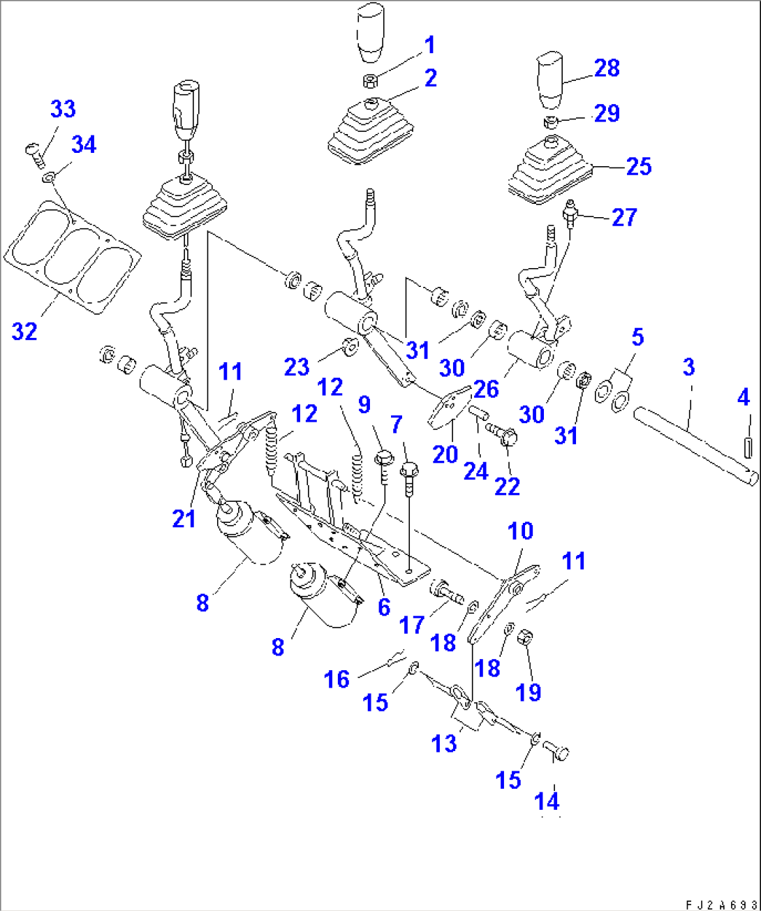LOADER CONTROL (WORK EQUIPMENT CONTROL LEVER¤ 2/2) (WITH 3-SPOOL VALVE)