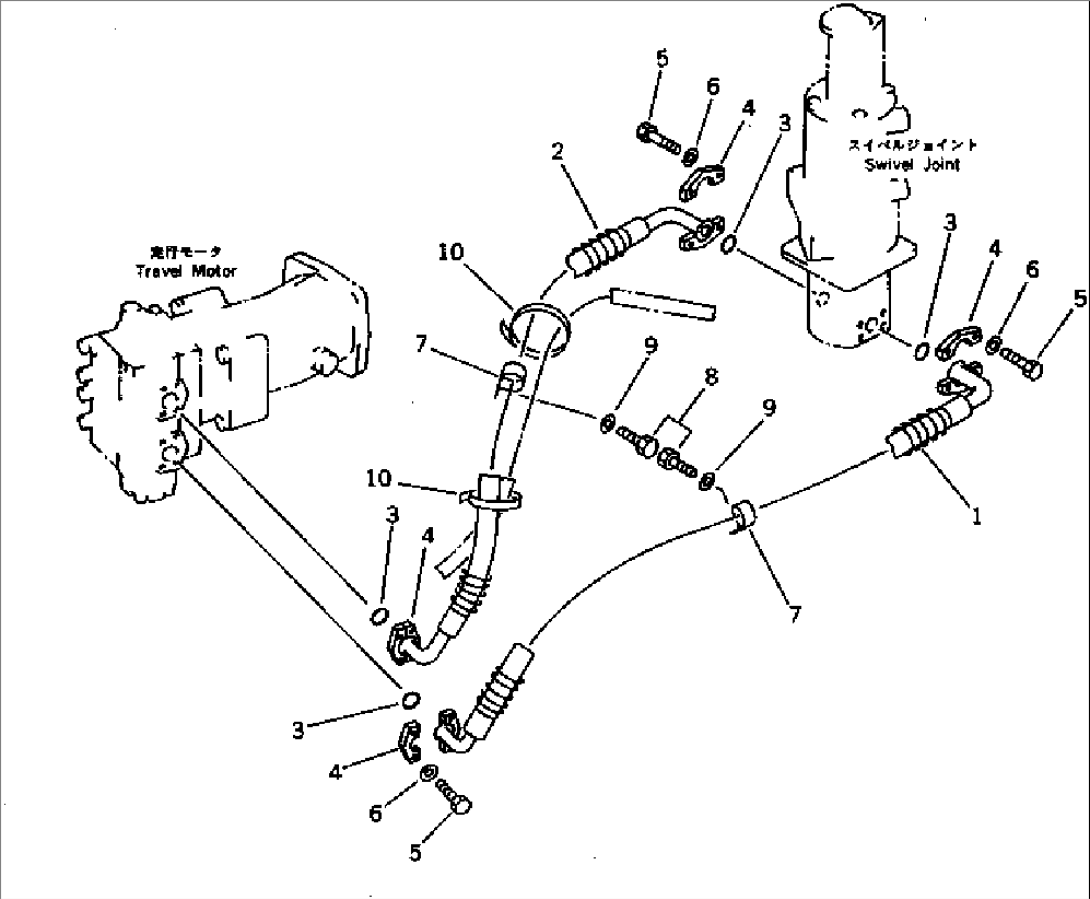 TRAVEL MOTOR PIPING (2/2) (SWIVEL JOINT TO/FROM TRAVEL MOTOR)
