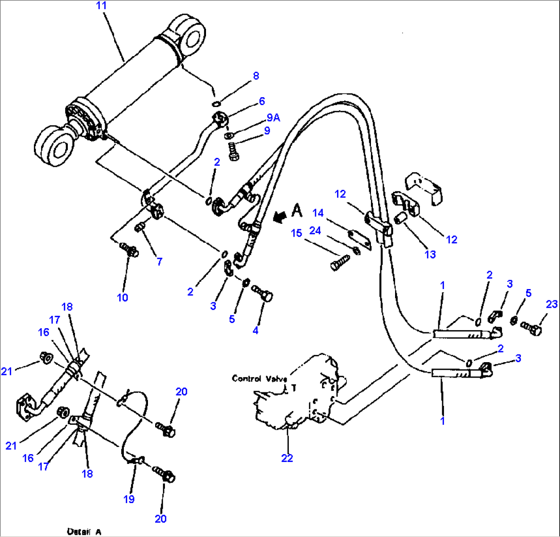 FIG NO. 6421 HYDRAULIC PIPING BUCKET CYLINDER LINE - STANDARD LIFT BOOM