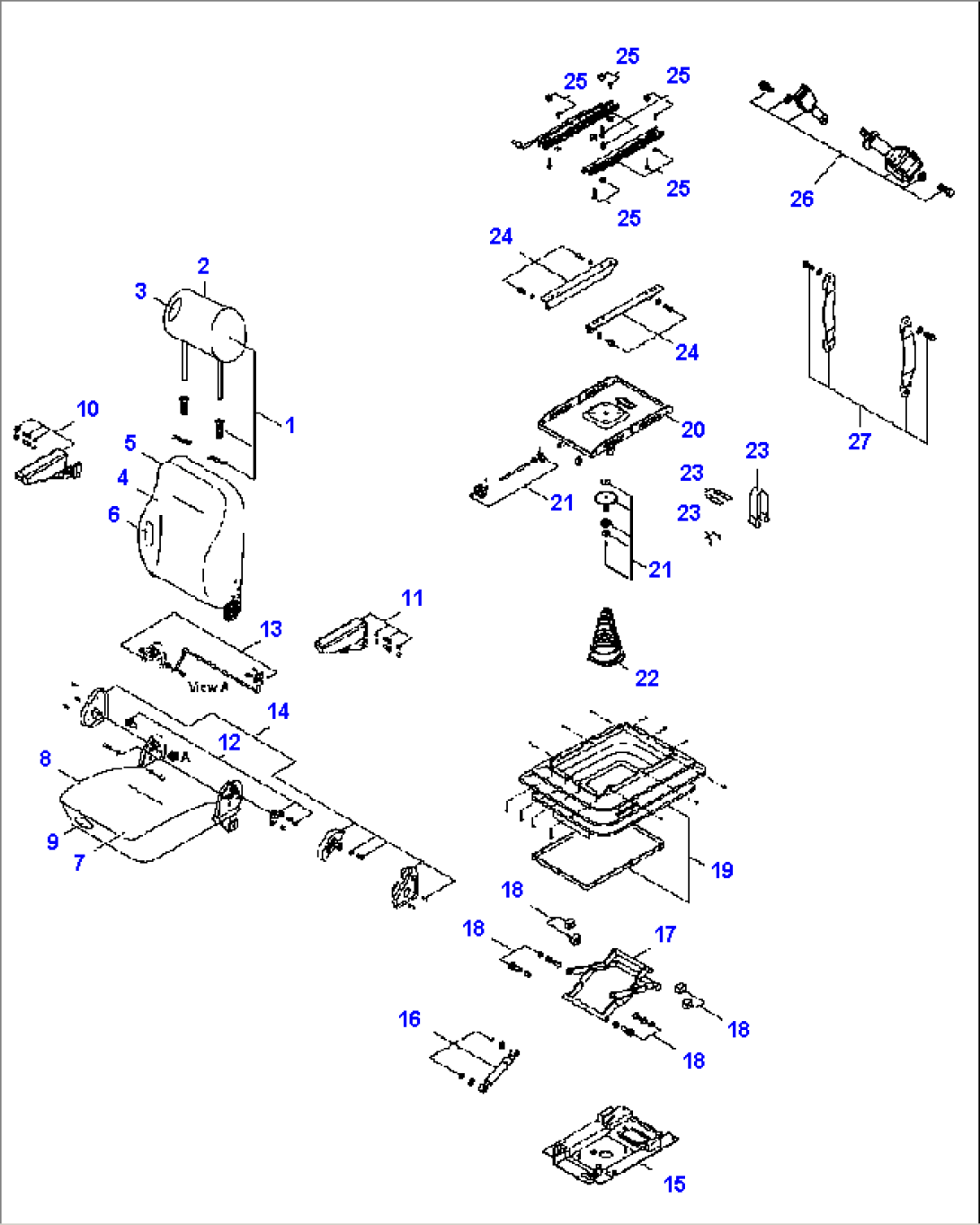 OPERATOR’S SEAT (SUSPENTION) (FABRIC TYPE) (SEAT BELT W=76) (INNER PARTS) (#B10153-)