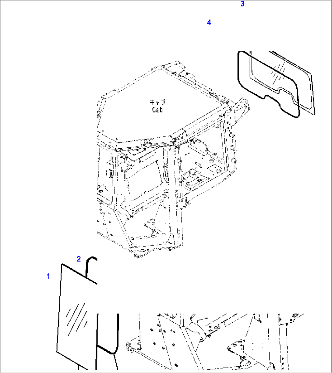 Cab, Sash type Glass Window, L.H.