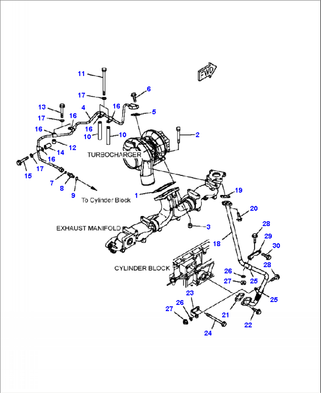 A1120-B7A5 TURBOCHARGER MOUNTING AND LUBRICATING OIL PIPING