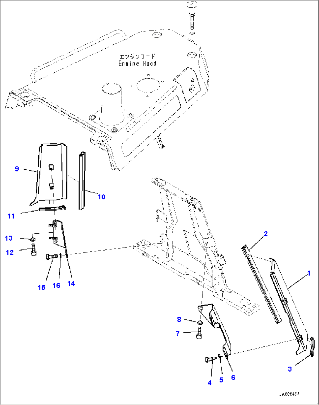 Front Guard, Hood Support Rear Side Cover (2/2) (#1001-)