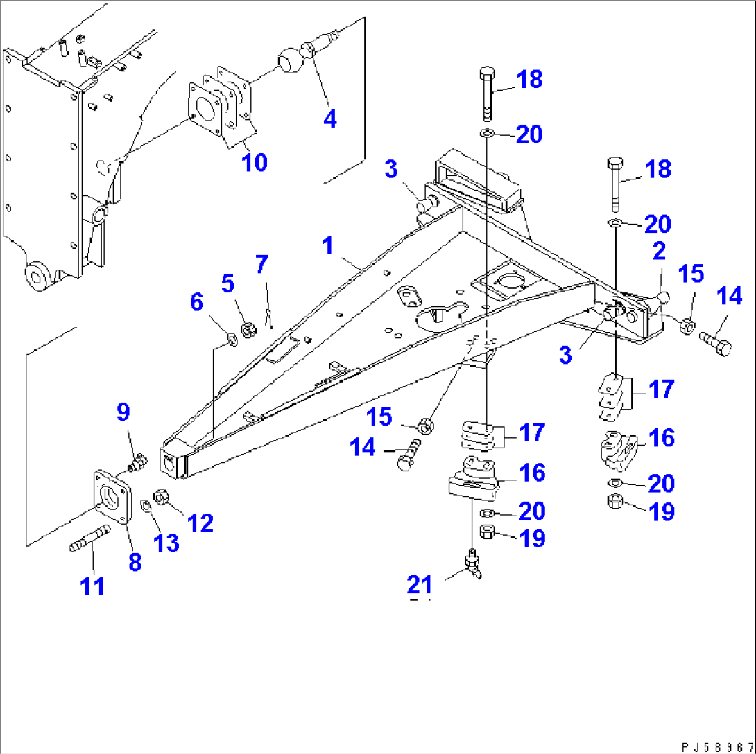 DRAWBAR (FOR 90 DEG. BANK)(#5001-5999)