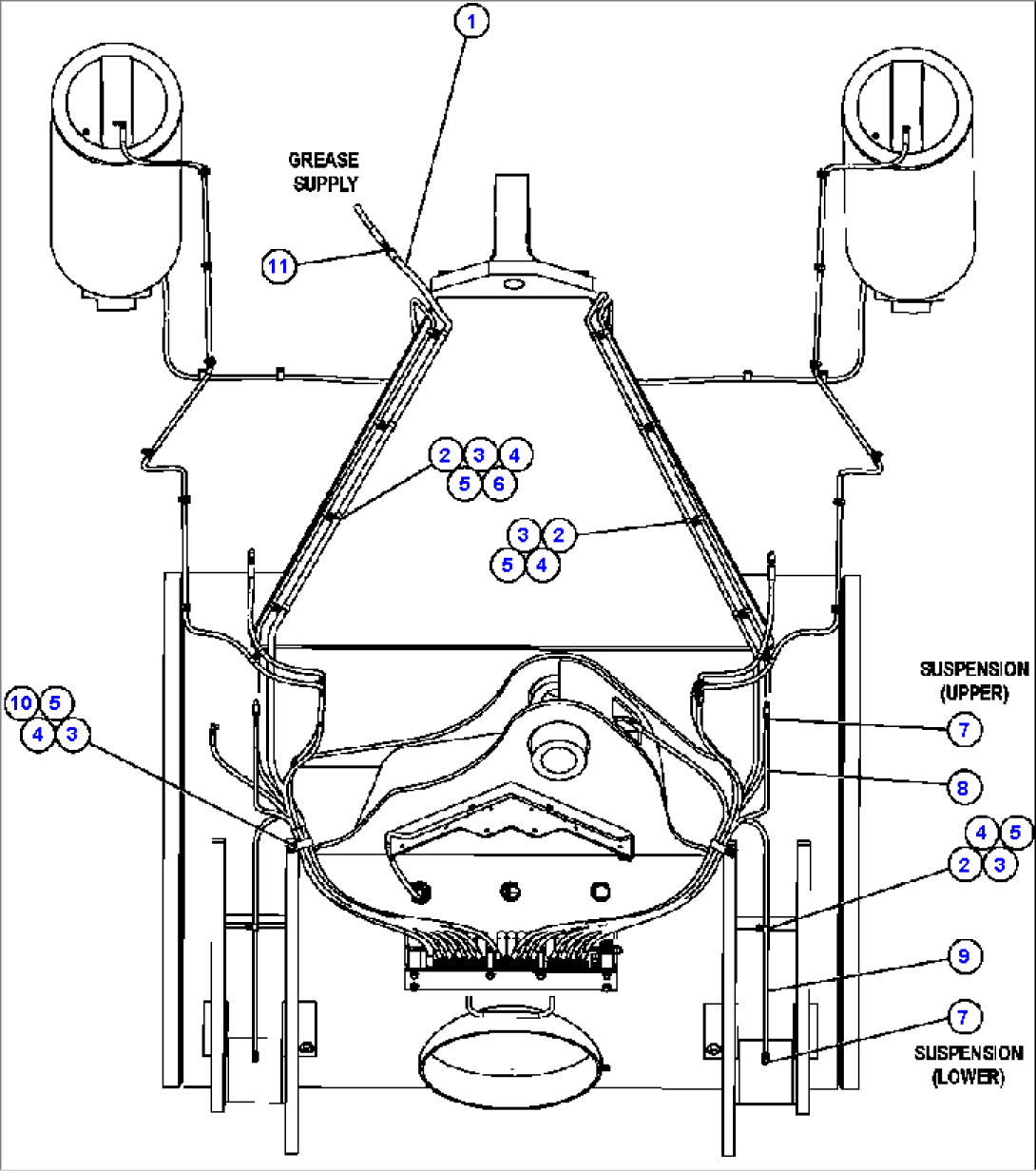 AUTOMATIC LUBRICATION - REAR AXLE PIPING 1/2