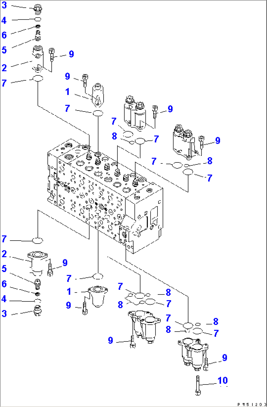 MAIN VALVE (7-SPOOL) (4/19) (ROTATION ARM)