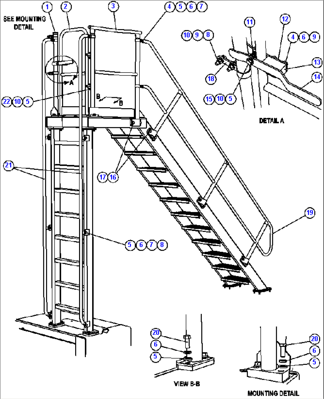 R.H. & DIAGONAL LADDER HANDRAILS