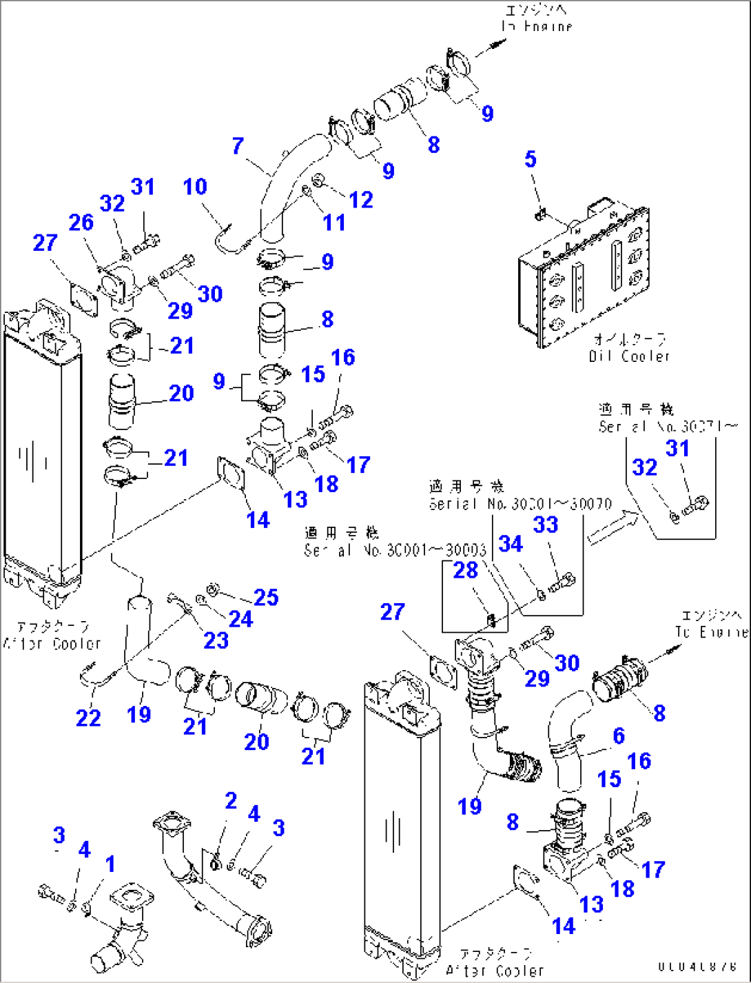 COOLING PIPING (CLAMP AND AFTER COOLER PIPING)(#30001-)