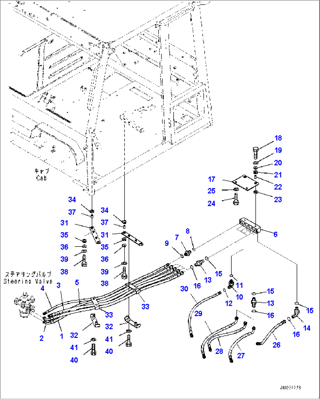 Cab, Steering Piping (#10001-)