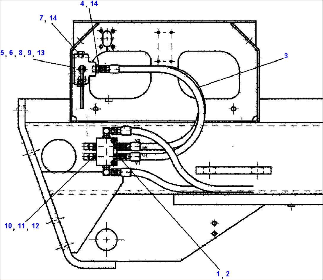 FIG. H5110-02A23 DIVERTER VALVE AND LINES - S/N 211067 AND 211068