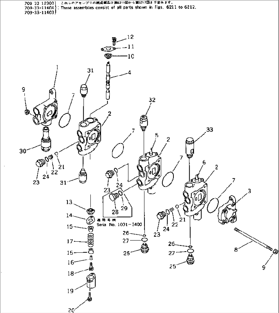 6-SPOOL VALVE (3/3) (ARM¤ TRAVEL¤ BUCKET¤ BOOM¤ OFFSET)