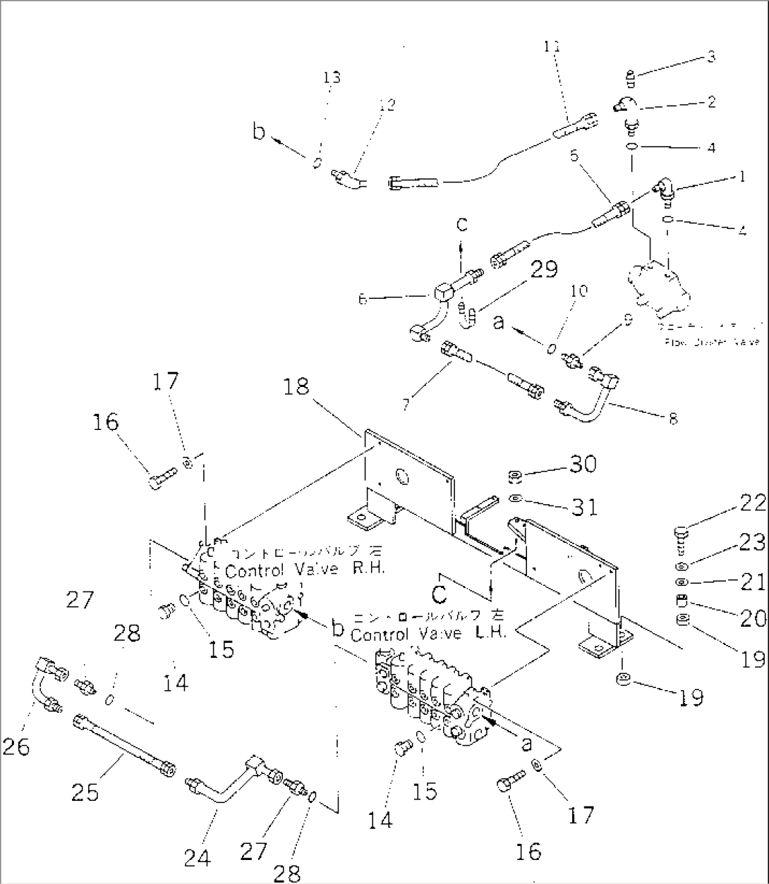 HYDRAULIC PIPING (FLOW DIVIDER VALVE TO CONTROL VALVE)