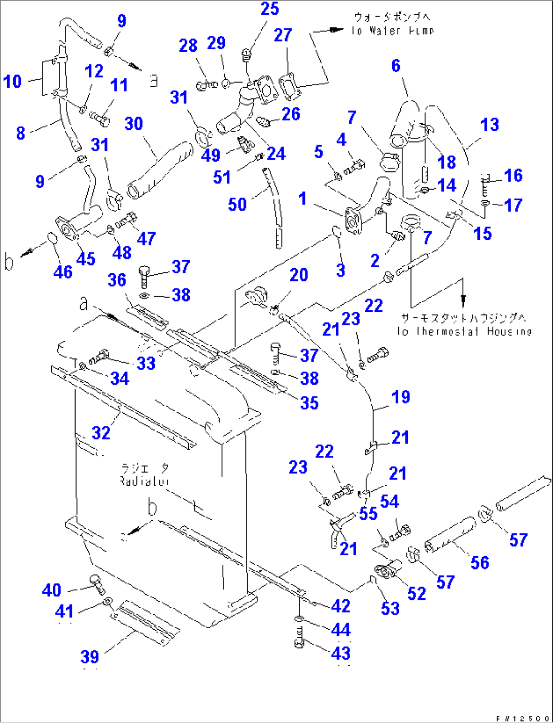 RADIATOR PIPING AND WIND BREAKER(#35001-)