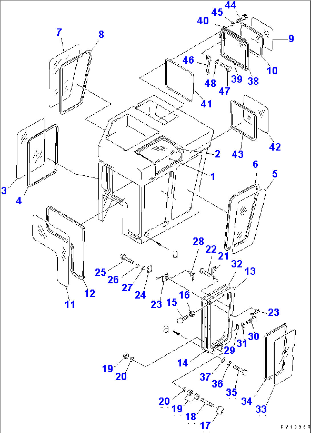 CAB (DOOR AND REAR WINDOW) (WITH SAFETY DEVICE)(#14413-)