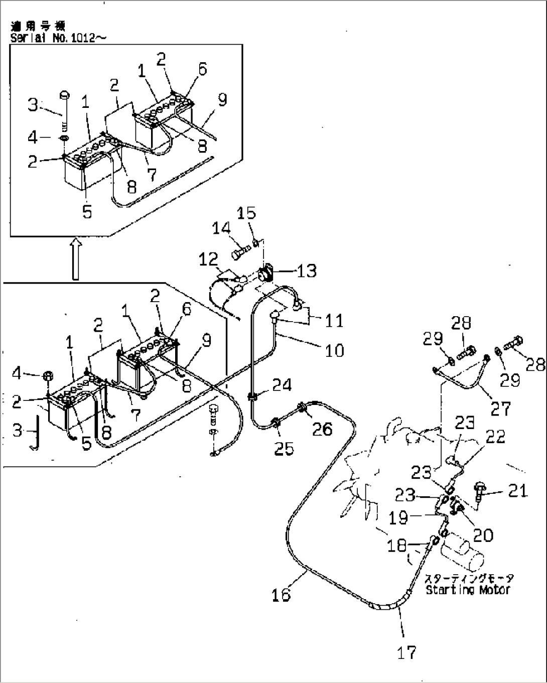 ELECTRICAL SYSTEM (2/3) (BATTERY AND WIRING (BATTERY TO ENGINE))(#1001-1100)