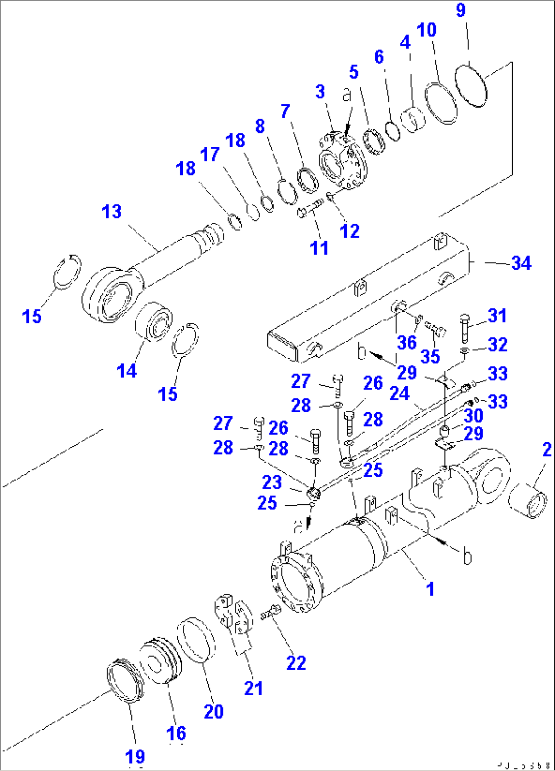 BLADE TILT CYLINDER (COLD WEATHER (B) SPEC.)(#25001-25239)