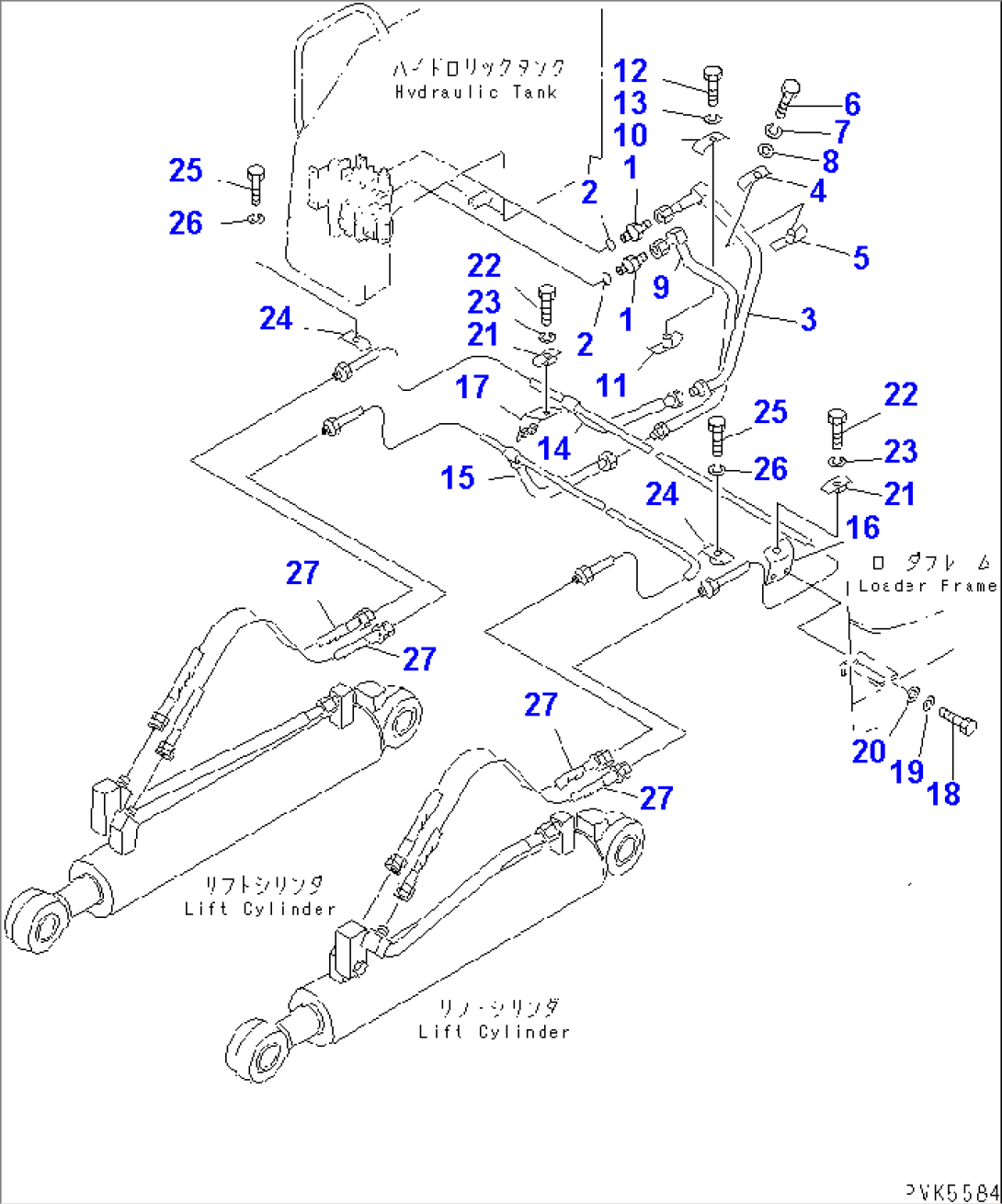 LIFT CYLINDER LINE (FOR POWER ANGLE POWER TILT DOZER)