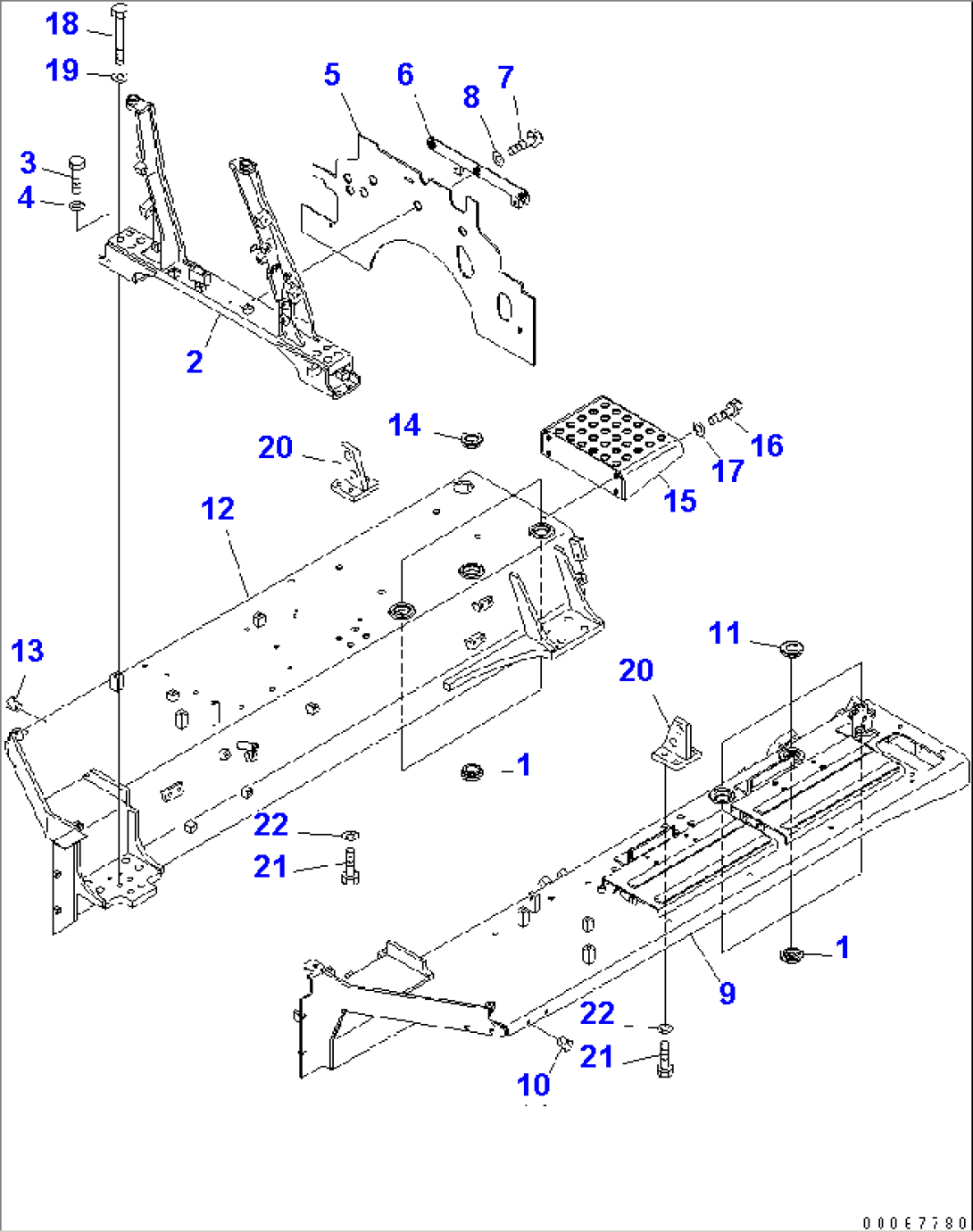 FENDER AND HOOD MOUNT (FOR WITHOUT CAB)(#20001-)