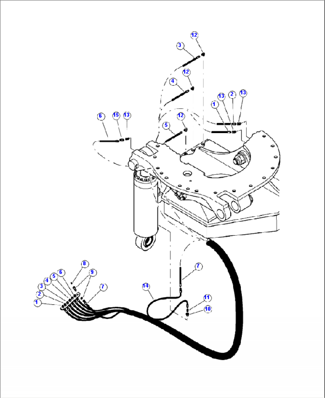 R4140-01A0 L.H. CAB LEVELING GREASE LINES