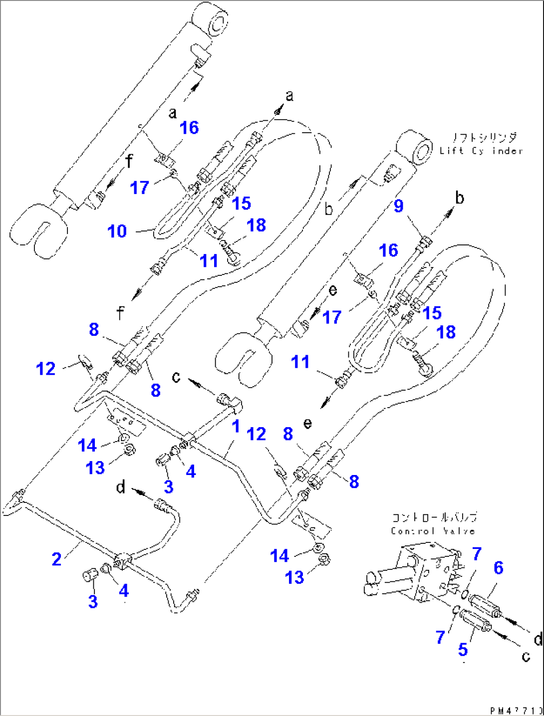 HYDRAULIC PIPING (LIFT CYLINDER LINE)(#50001-)