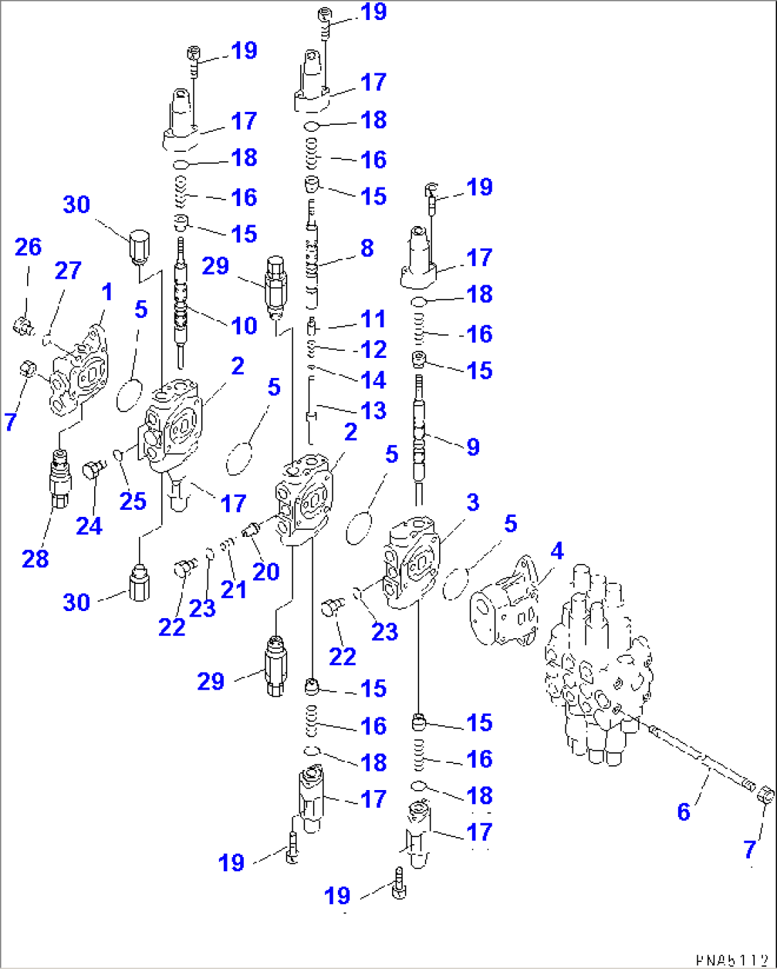 MAIN VALVE (6-VALVE) (FOR VALVE R.H.)(1/3) (ATTACHMENT AND TELESCOPIC ARM) (EC SPEC.)