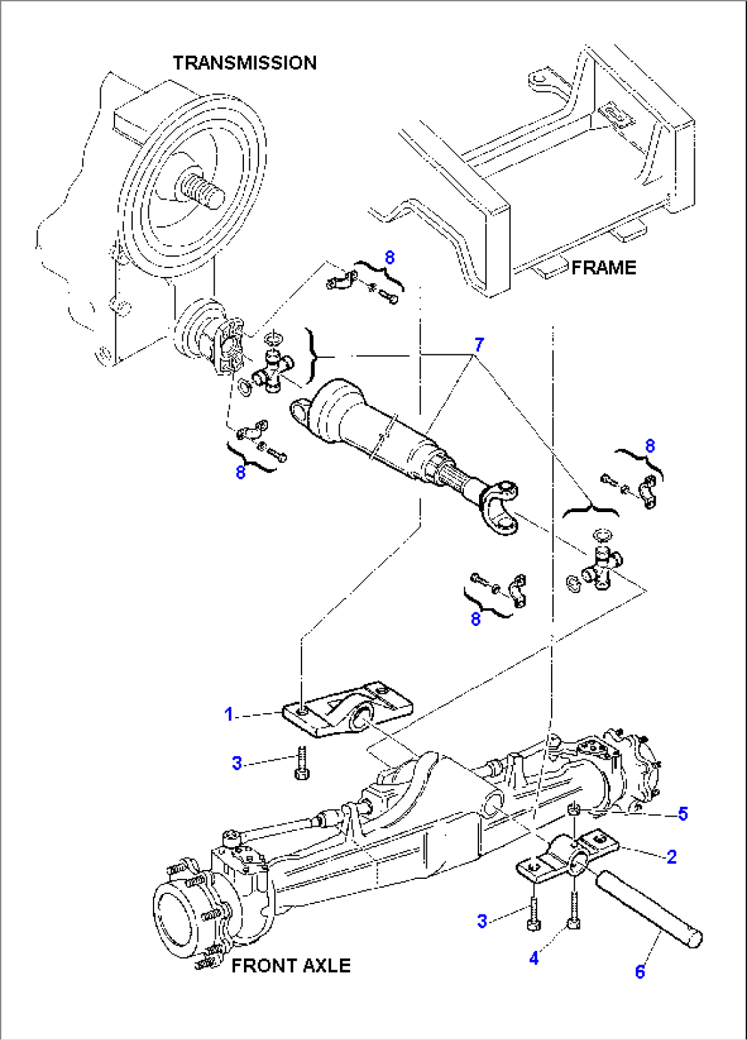FRONT PROPELLER SHAFT AND FRONT AXLE FIXING (4WD)