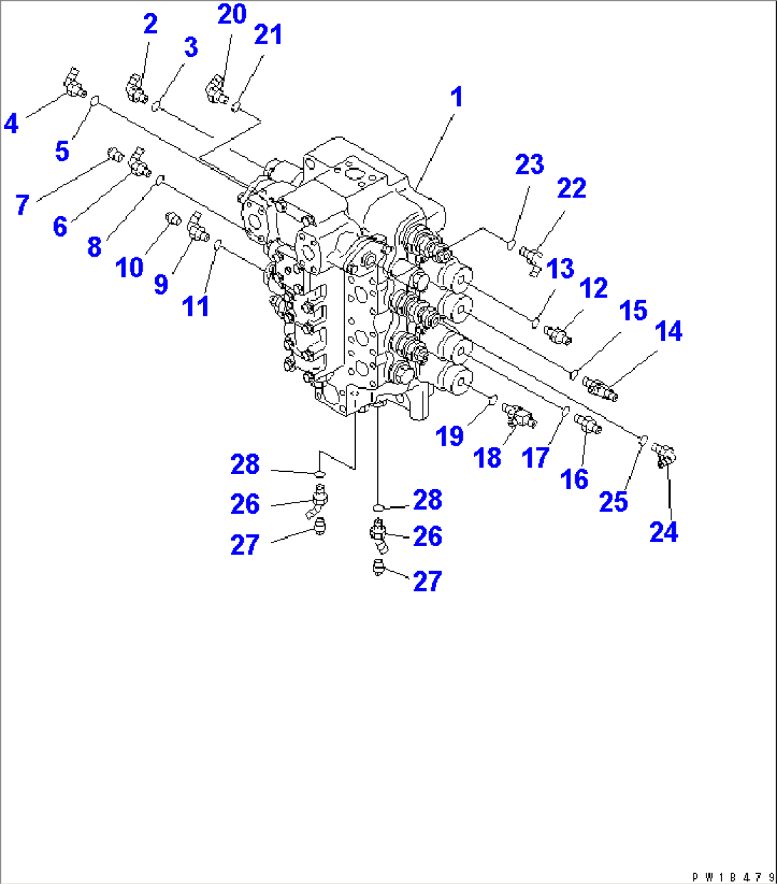 MAIN VALVE (4-SPOOL VALVE) (JOINT PARTS)(#31001-)