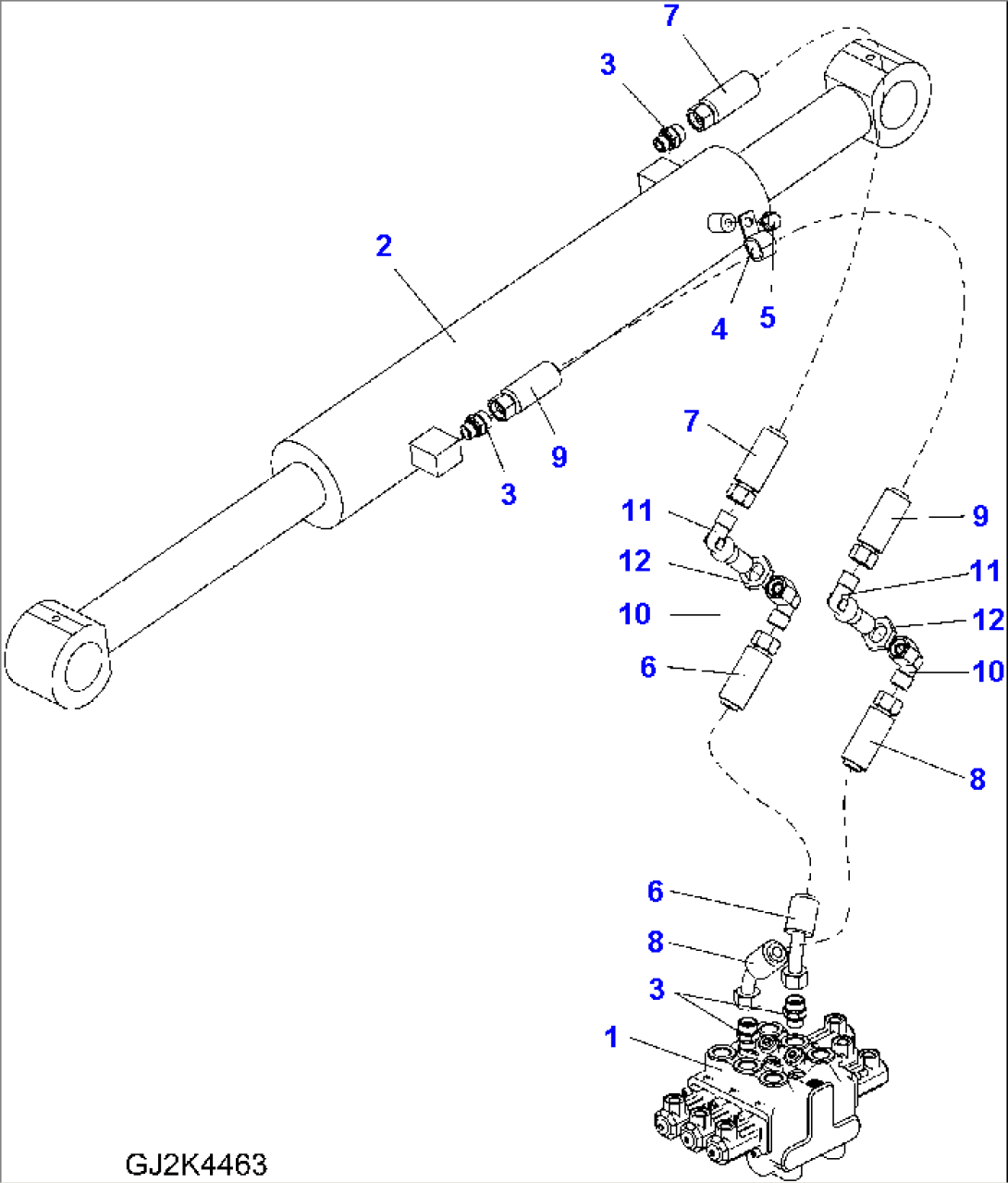 BUCKET CYLINDER AND PIPINGS