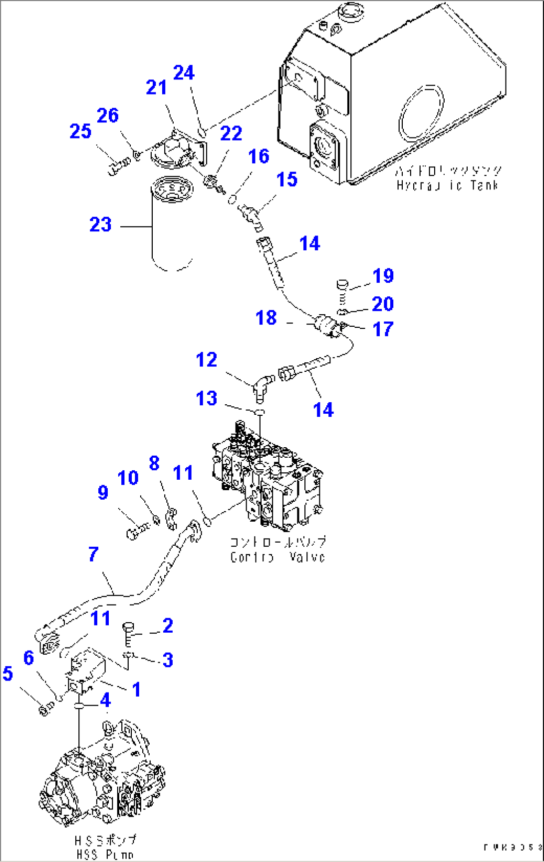 HYDRAULIC PUMP LINE (DELIVERY AND FILTER RETURN)