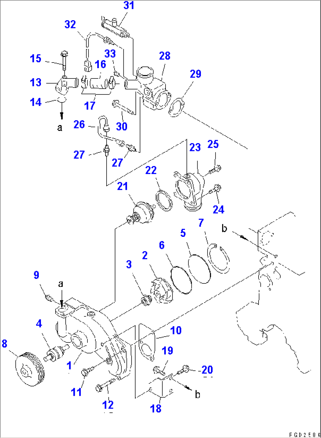 WATER PUMP (WITH NON HARDENING PULLEY)(#27237-)