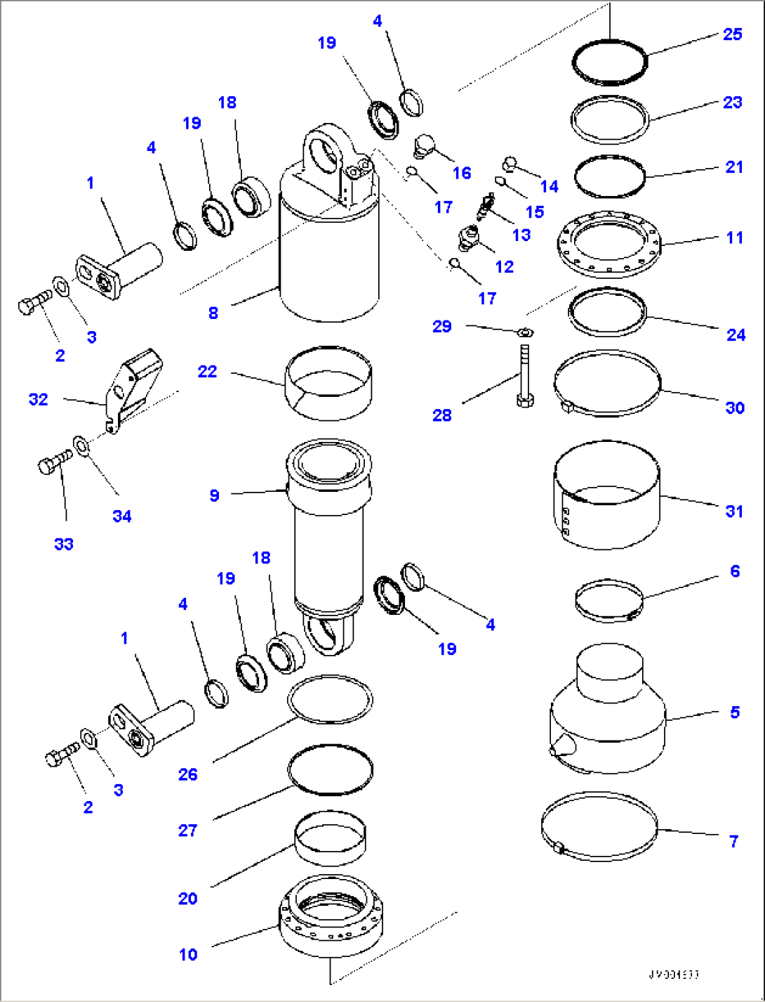 Front Suspension Cylinder, L.H. (#10001-)