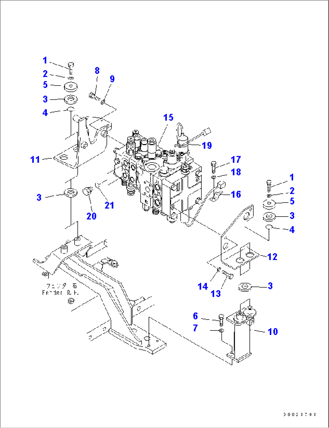 CONTROL VALVE (3-SPOOL VALVE) (FOR STRAIGHT TILT DOZER)