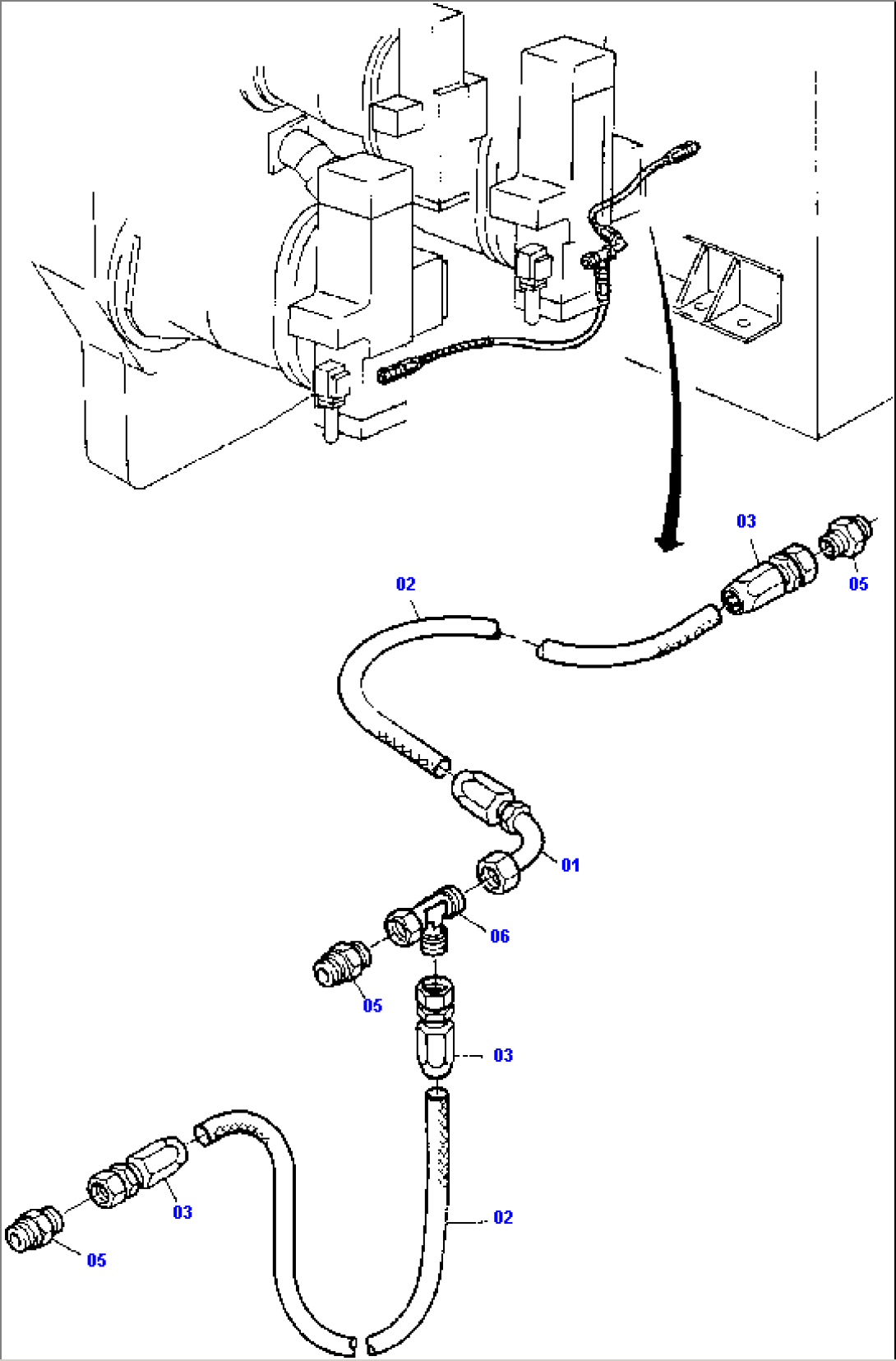 Leackage Lines, Main Pumps - Main Oil Tank (Pressure Cutoff)