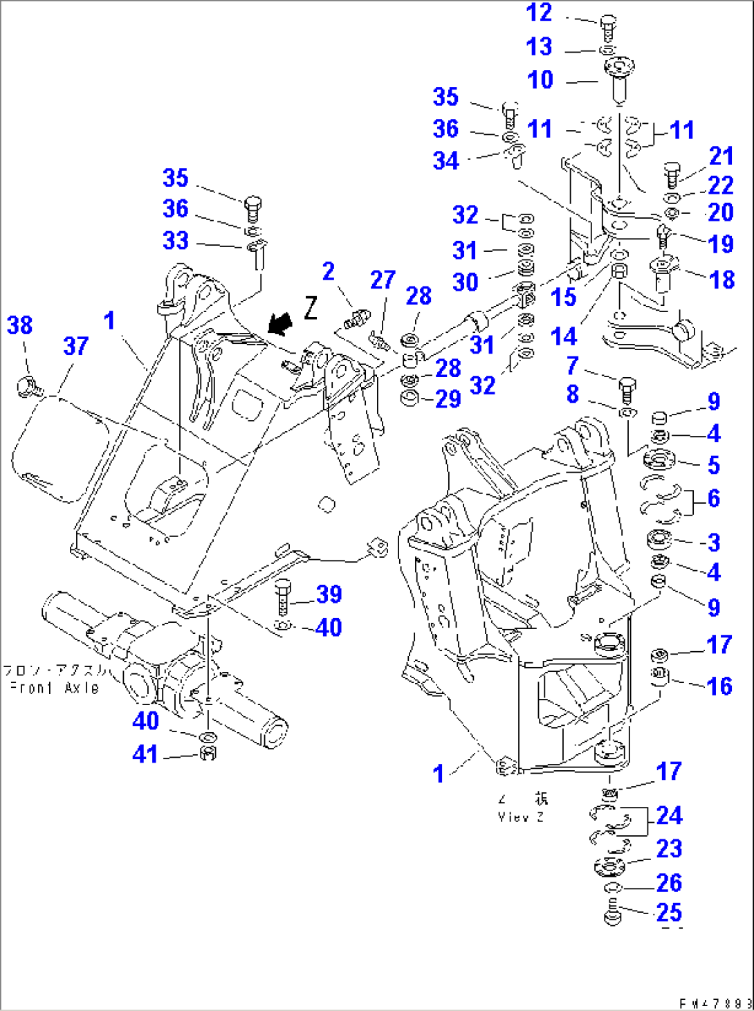 FRONT FRAME (WITH AUTO GREASE SYSTEM)(#60001-)