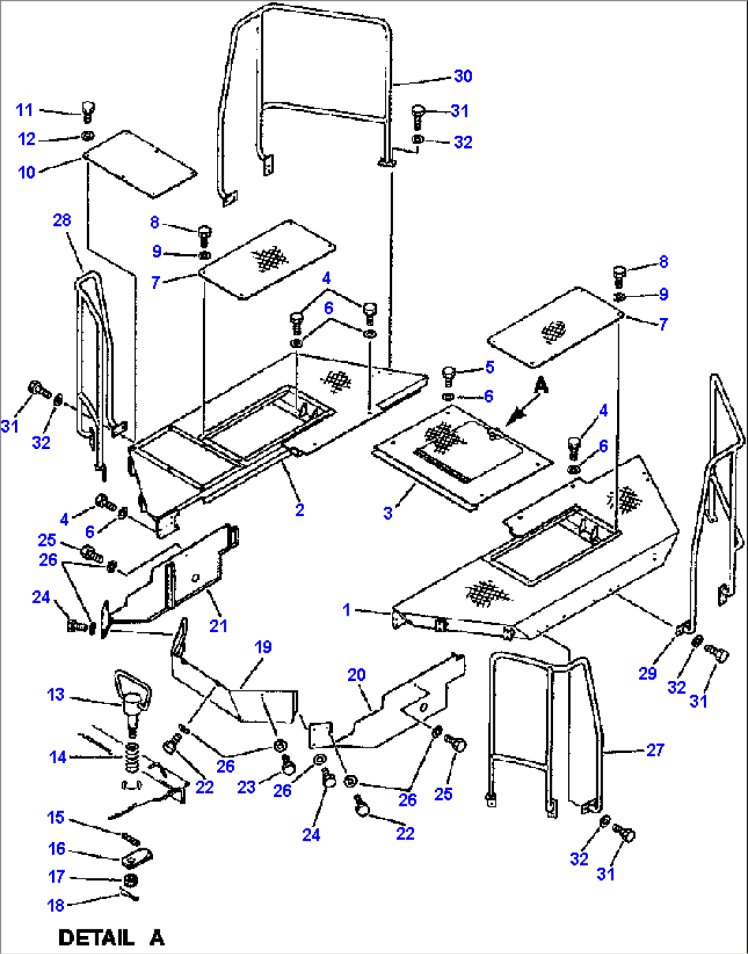 SIDE FLOOR AND HAND RAILS FOR MACHINES WITHOUT CAB