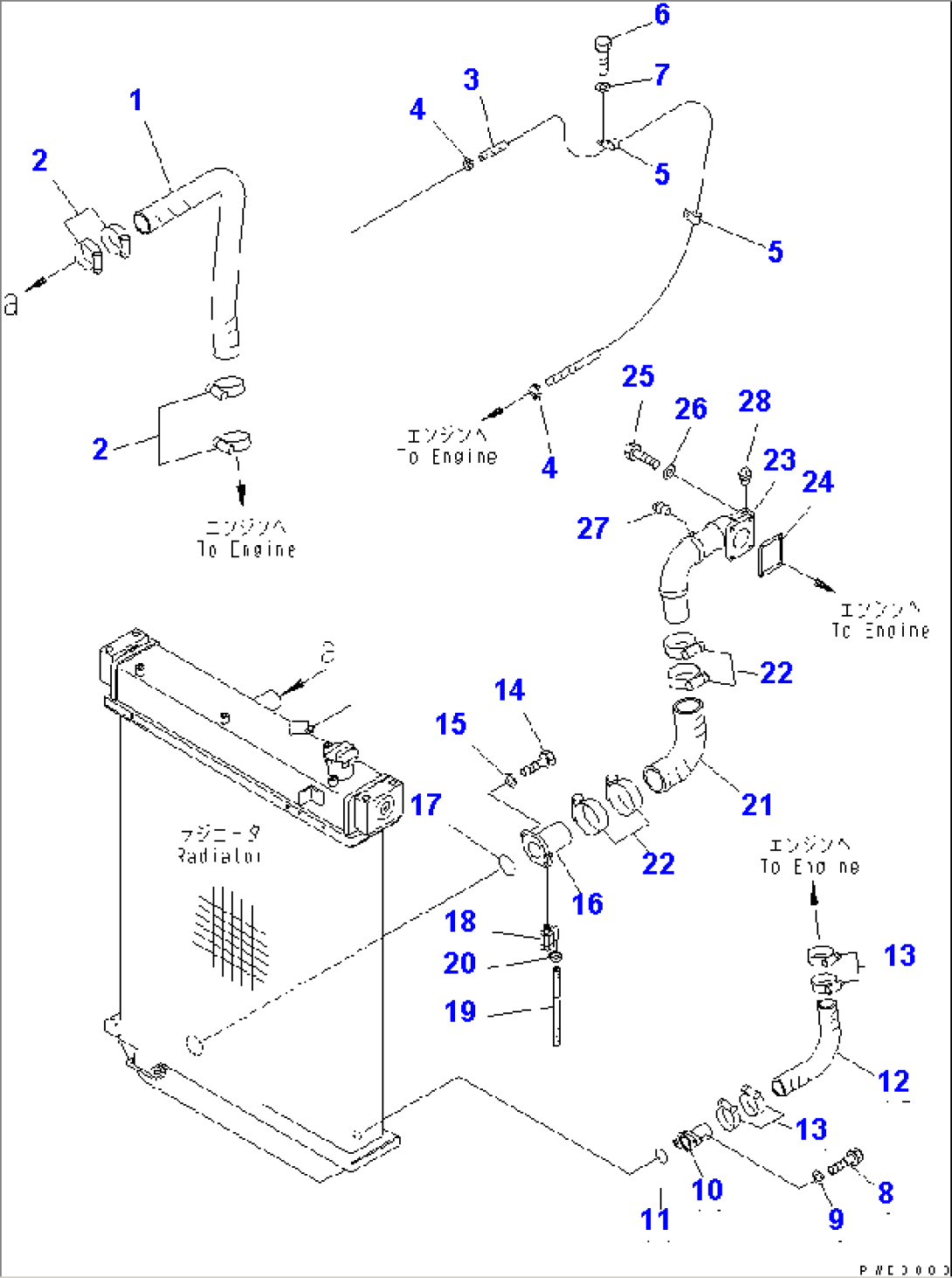 COOLING PIPING (COLD WEATHER (B) SPEC.)(#65275-)